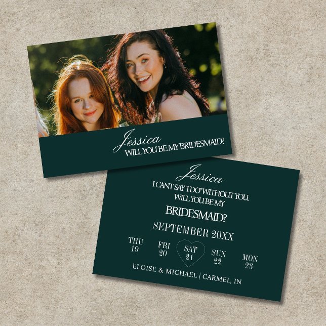 Cartão de Proposta de Dama de Honra Esmeralda (Emerald Will You Be My Bridesmaid Proposal Card)