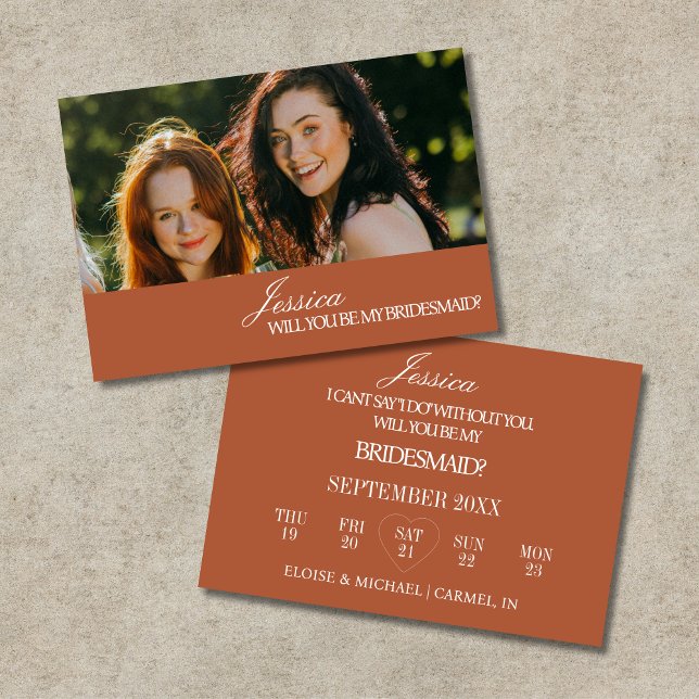 Cartão de Proposta de Dama de Honra Terracota (Terracotta Will You Be My Bridesmaid Proposal Card)