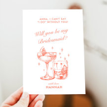 Cartão de Proposta de Damas de Honra Laranja Vinta