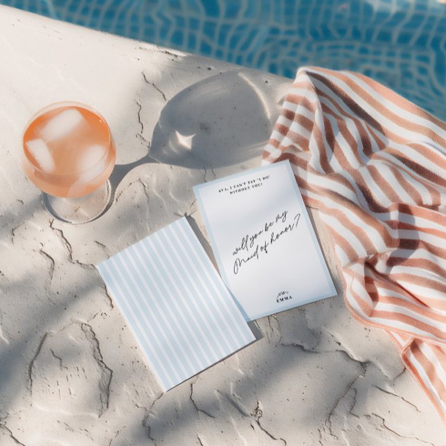 Cartão de Proposta de Madrinha de casamento Azul E (Elegant Vintage Blue Maid of Honor Proposal Card)