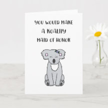 Cartão de Proposta de Madrinha de casamento Koala