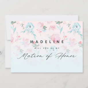 Cartão de Proposta de Matrona de Honra Floral de J