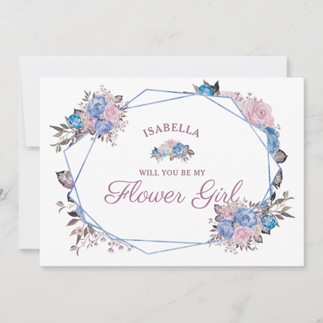 Cartão de Proposta de Menina das Flores Charme Par (Frente)