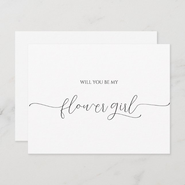 Cartão de Proposta de Menina das Flores de Script  (Frente/Verso)