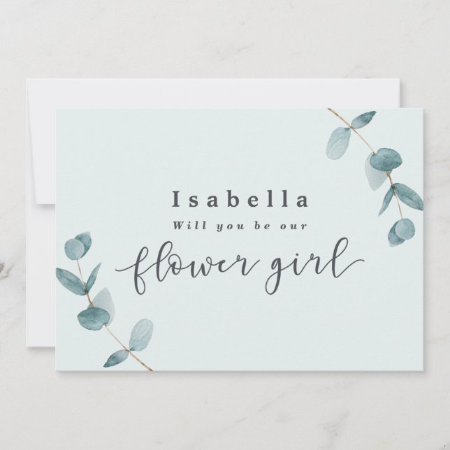 Cartão de Proposta de Menina de Flores com Folhas  (Frente)