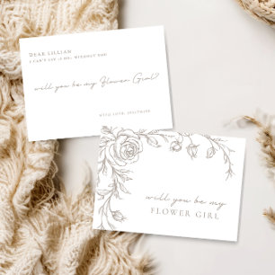 Cartão de Proposta de Menina de Flores Elegante Vi