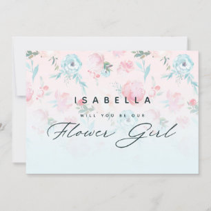 Cartão de Proposta de Menina de Flores Florais do 