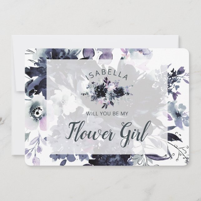 Cartão de Proposta de Menina de Flores Floral Notu (Frente)