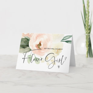 Cartão de Proposta de Menina de Flores Floral Rosa