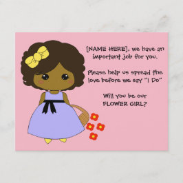 Cartão de Proposta de Menina de Flores - Morena