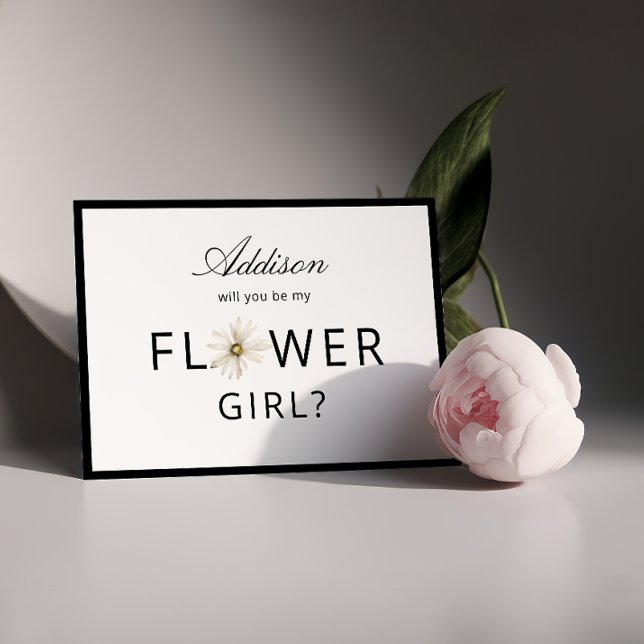 Cartão de Proposta de Menina de Flores Preto e Bra (Criador carregado)