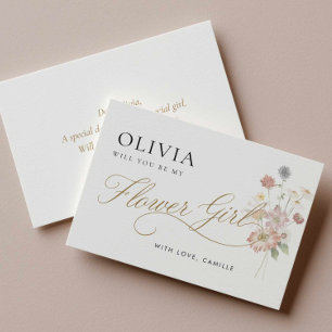 Cartão de Proposta de Menina de Flores Wildflower