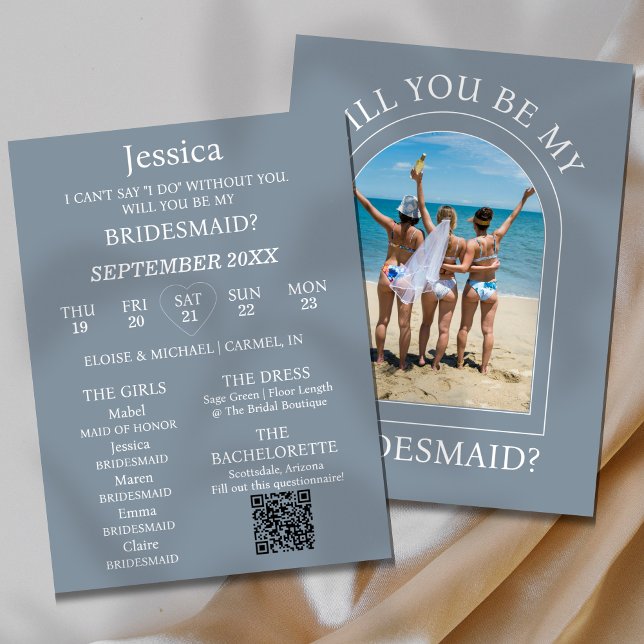Cartão de Proposta de Padrinho com Foto Será que V (Pop the question to your bridal party with this Photo Will You Be My Bridesmaid Proposal Card! )