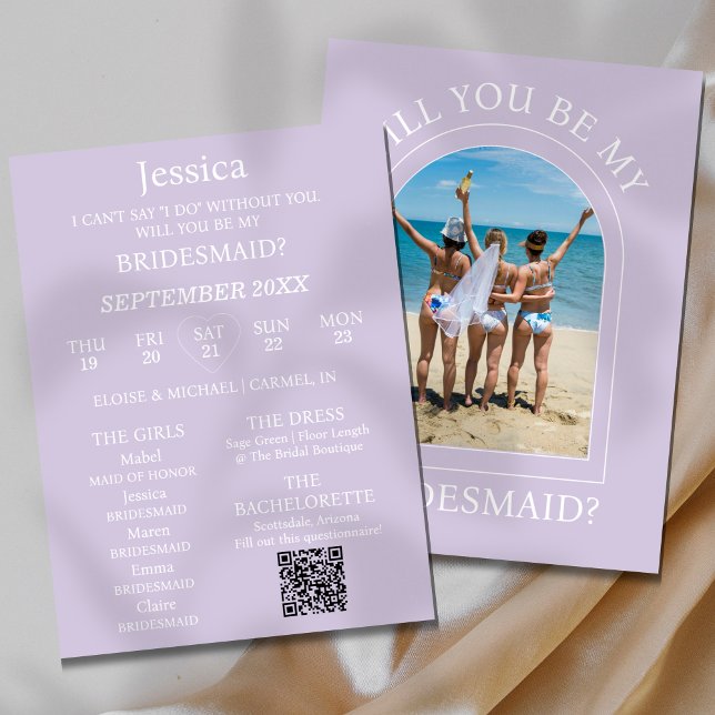 Cartão de Proposta de Padrinho com Foto Será que V (Pop the question to your bridal party with this Photo Will You Be My Bridesmaid Proposal Card!)