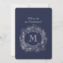 Cartão de Proposta de Padrinho de Casamento Azul M