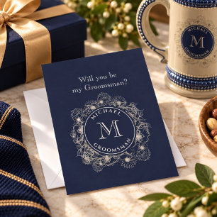 Cartão de Proposta de Padrinho de Casamento Azul M