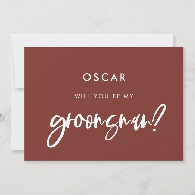 Cartão de proposta de padrinho de terracota elegan (Frente)