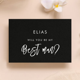 Cartão de proposta de padrinho preto moderno conte