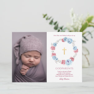 Cartão de Proposta de Padrinhos com Foto e Coroa F