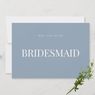 Cartão de Proposta Elegante Azul Bridesmaid