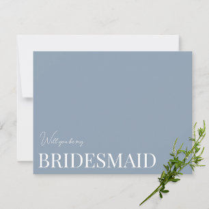 Cartão de Proposta Elegante Azul Bridesmaid