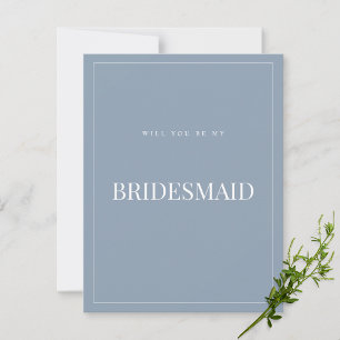 Cartão de Proposta Elegante Azul Bridesmaid