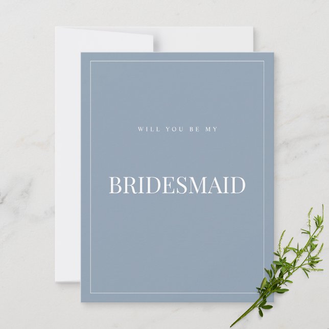Cartão de Proposta Elegante Azul Bridesmaid (Criador carregado)