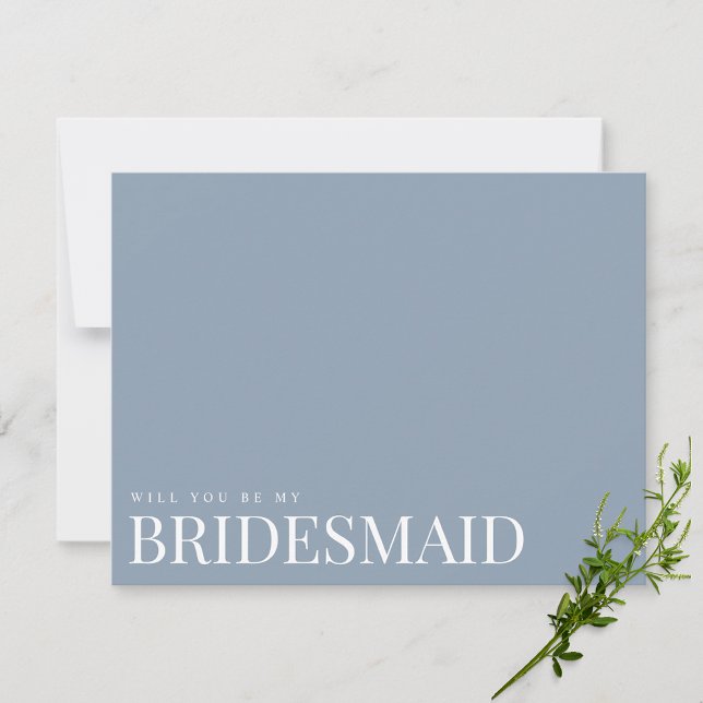 Cartão de Proposta Elegante Azul Bridesmaid (Criador carregado)