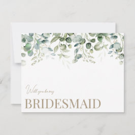 Cartão de Proposta Elegante Eucalyptus White Bride