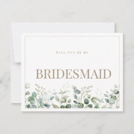 Cartão de Proposta Elegante Eucalyptus White Bride