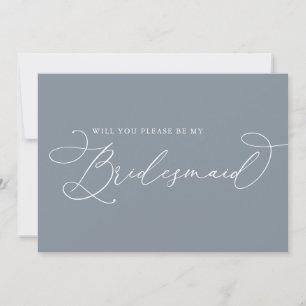 Cartão de Proposta Minimalista de Bridesmaid Azul