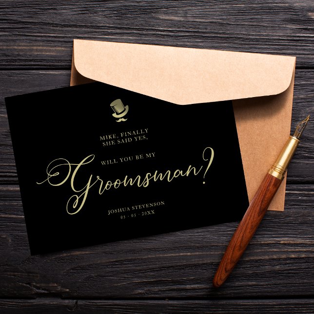 Cartão de Proposta Minimalista Engraçado de Padrin (Groomsman Funny Wedding Minimalist Proposal Card. )