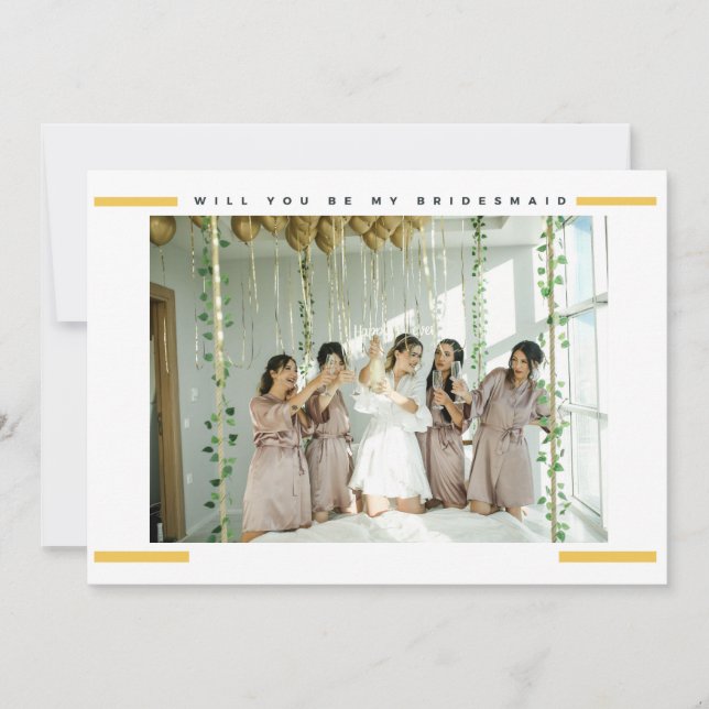 Cartão de proposta mínimo de foto-bridesmaid moder (Frente)