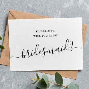 Cartão De Proposta Mínimo E Simples Da Bridesmaid