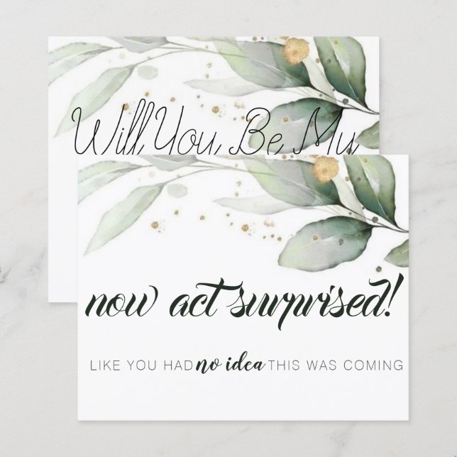 Cartão de Proposta Mínimo Eucalyptus Bridesmaid (Frente/Verso)