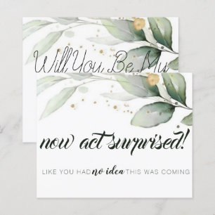 Cartão de Proposta Mínimo Eucalyptus Bridesmaid
