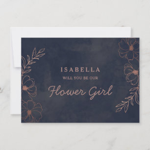 Cartão de Proposta para Menina das Flores Azul Mar
