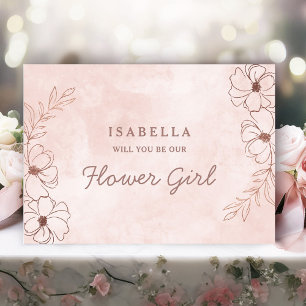 Cartão de Proposta para Menina das Flores Rosa Beg