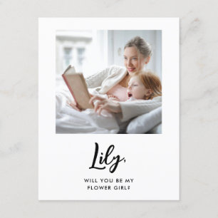 Cartão de Proposta para Menina Flor de Foto Modern