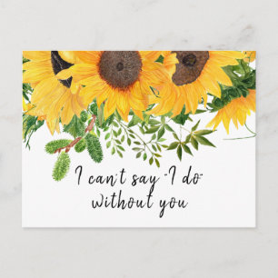 Cartão de Proposta Rustic Boho Sunflower Bridesmai