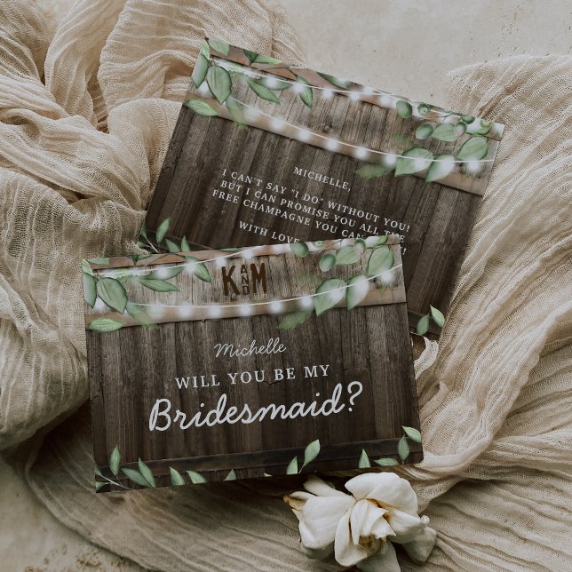 Cartão de Proposta Rustic Greenery Bridesmaid (Criador carregado)
