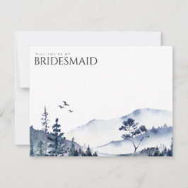 Cartão de Proposta Rustic Mountain Boho Bridesmaid