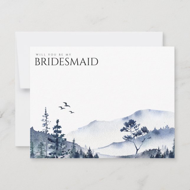Cartão de Proposta Rustic Mountain Boho Bridesmaid (Frente)
