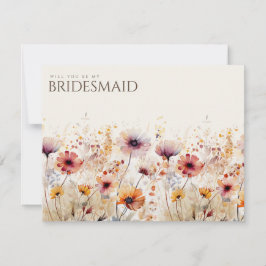 Cartão de Proposta Simples Boho Wildflower Bridesm