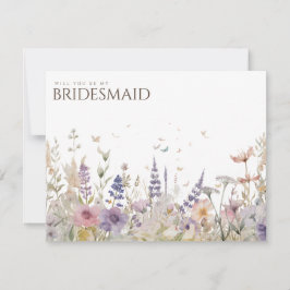 Cartão de Proposta Simples Boho Wildflower Bridesm