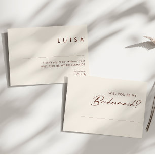 Cartão de Proposta Simples de Bridesmaid Branca do