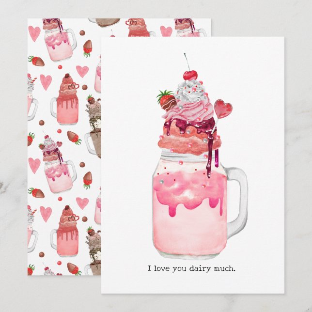 Cartão de Punho de Amor de Milkshake do Dia dos Na (Frente/Verso)