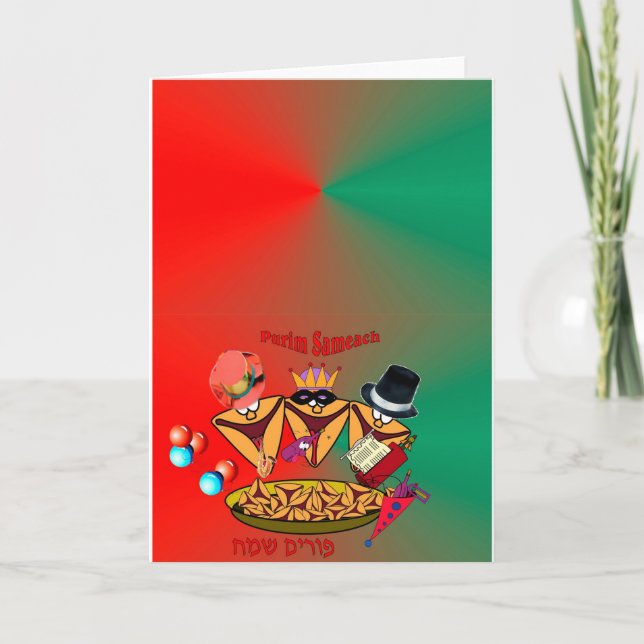 Cartão de Purim com 3 o oznei Haman (Frente)