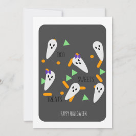 Cartão de Purpurina de Fantasma Feliz Halloween