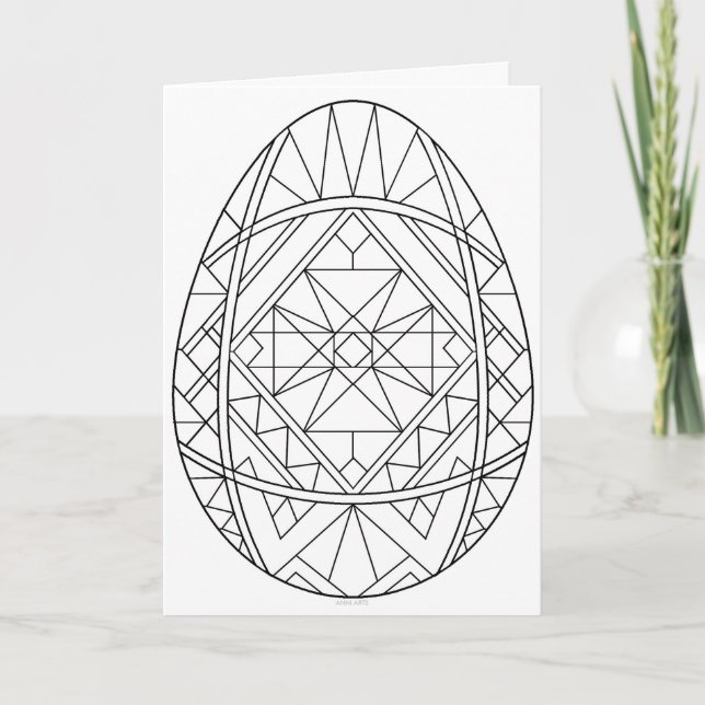 Cartão de Pysanky para Colorir 1 (Frente)